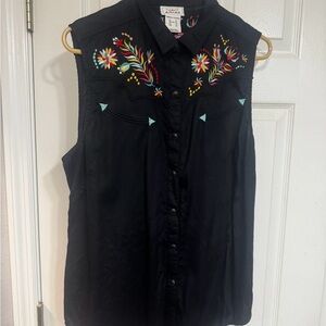 Ariat Black Sleeveless Embroidered Shirt